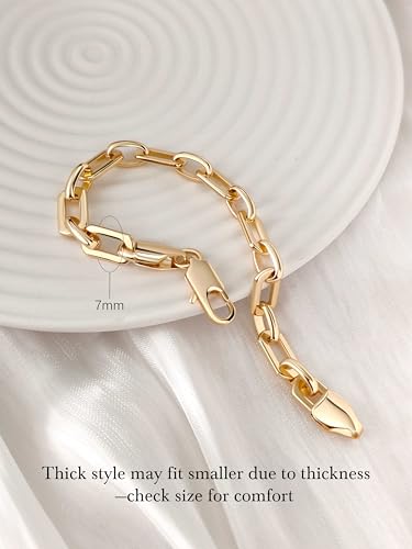 Gold Bracelets for Women 14K Gold Chain Bracelet for Womens | Gold Bracelet for Men Unisex Gold Paperclip Link Bracelet Hypoallergenic Chunky Bracelet 6.5"-9" Stackable Jewelry