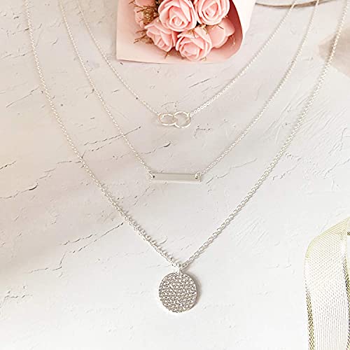 YANCHUN Layered Necklaces for Women Gold Necklace Stack Star Heart Choker Dainty Necklace Love Heart Chain Jewelry Gifts for Women - color: E:Silver Layer Circle Necklace
