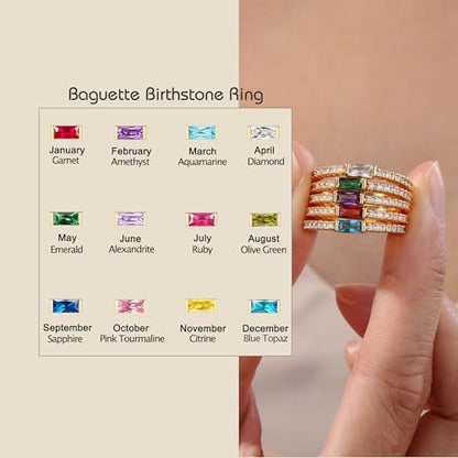 RLMOON Birthstone Gold Rings for Women Non Tarnish 14K Gold Plated Eternity Stackable Rings Dainty CZ Gemstone Engagement Rings Wedding Band Jewelry Gifts Size 4-10 - color: 07. July(Created Ruby)
