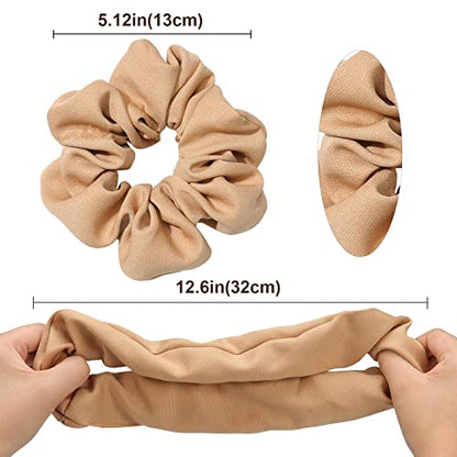 Lolalet Scrunchies for Women, Satin Hair Scrunchies Softer Than Silk Hair Ties for Hair Sleep, Big Scrunchy Ponytail Holder with Elastic Hair Bands for Girls Thick Thin Curly Hair -6 Pack, Style E - color: 5 - Cloth/Grey, Khaki, Flesh Pink, Black, Green,