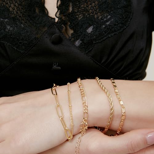 2PCS Handmade Bracelet Protection Gifts, String Adjustable Amulet Bracelet, Powerful Bracelet for Good Luck, Red Braided Bracelet for Women Mother Daughter Couples Sisters Friends - color: Gold-5 Layered Bracelets