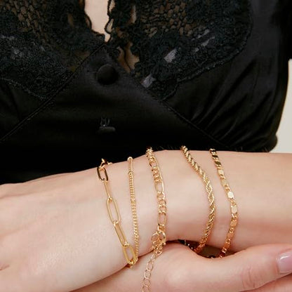 2PCS Handmade Bracelet Protection Gifts, String Adjustable Amulet Bracelet, Powerful Bracelet for Good Luck, Red Braided Bracelet for Women Mother Daughter Couples Sisters Friends - color: Gold-5 Layered Bracelets