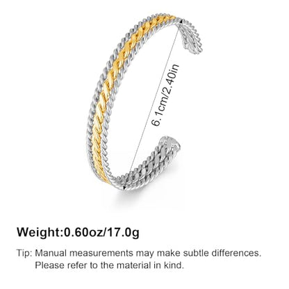Gold and Silver Bracelets for Women Two Tone Braided Cuff Bangle Mixed Metal Statement Bracelet Fashion Jewelry