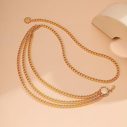 Pirate Waist Chain for Women Multilayer Metal Waist Chain Belt Adjustable Long Belt Body Belly Chain Boho Layered Coin Waist Chain Pirate Costume Women Men Jewellery - style: Style-A