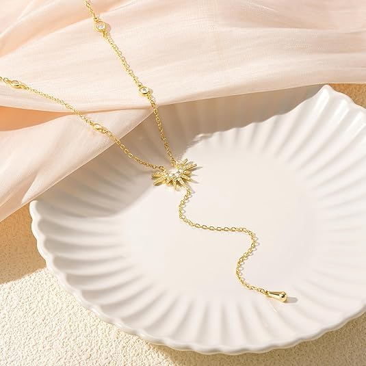 Lasso Necklace for Woman Gold And Pearl Lasso Necklace Exquisite Waterproof Adjustable Y Shaped Sun Necklaces Layered Pearl Lariat Necklaces Jewelry - color: gold