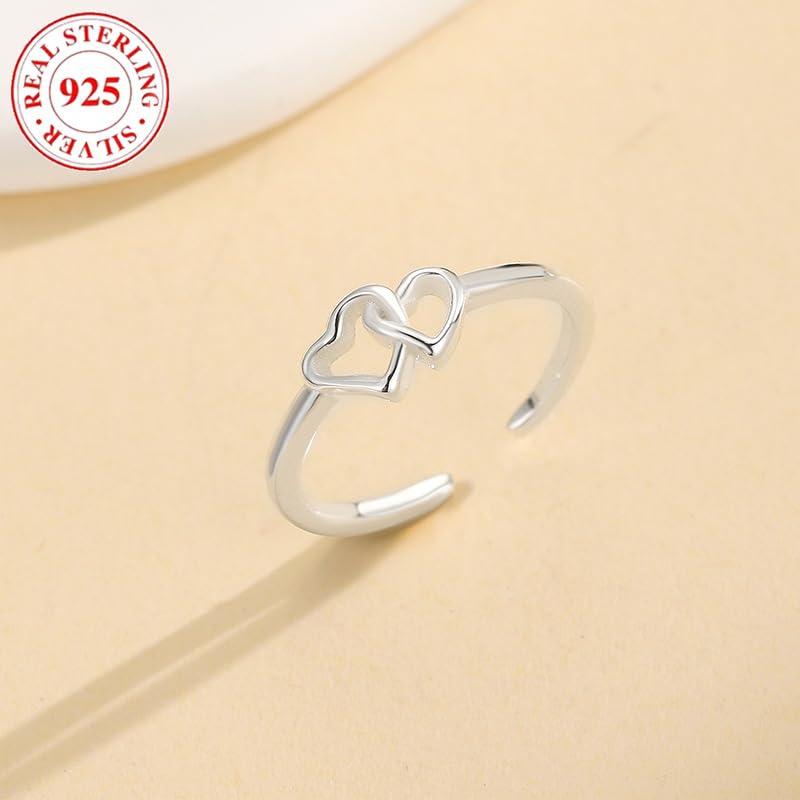 Shysnow 925 Sterling Silver Toe Rings for Women Minimalist 14K Gold Plated Heart Waterproof Adjustable Foot Ring Dainty Summer Beach Barefoot Jewelry Jewelry Gifts