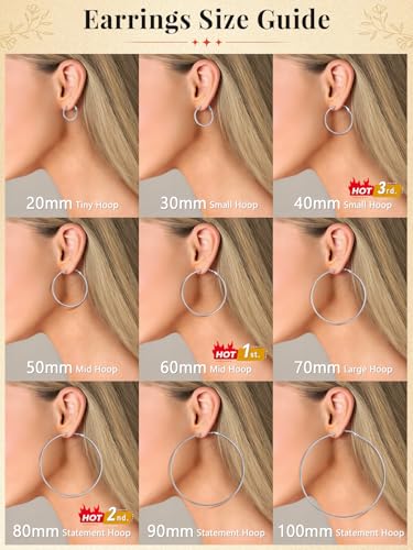 FaithHeart Silver/Black/Gold Stainless Steel Thin Hoop Earrings for Women | 2mm Wide Thin Large Hoop Earrings, Hypoallergenic Lightweight Trendy Jewelry, 20/30/40/50/60/70/80/90/100mm - color: Silver, size: 50mm/1.97"