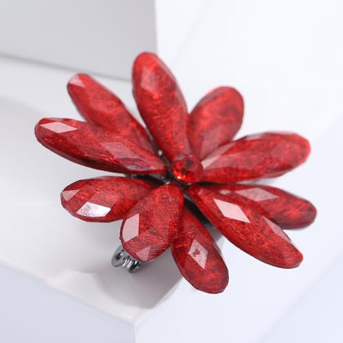 Acrylic Flower-Shape Brooch Pin for Women Statement Brooch - color: Red