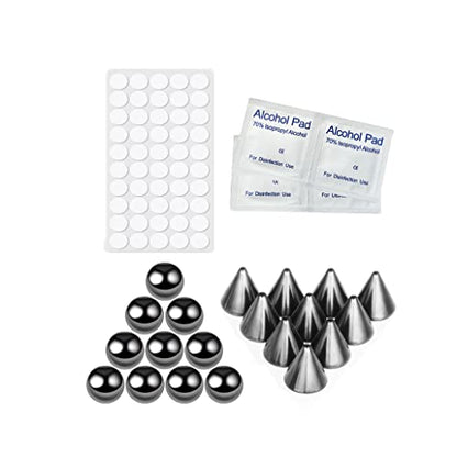 COLORFUL BLING Fake Eyebrow Nose Lip Ring Labret Studs Stainless Steel Replacement Balls Spike with 20pcs Sticker Non-Piercing Body Jewelry Fake Skin Sticker Piercing - color: 3mm black