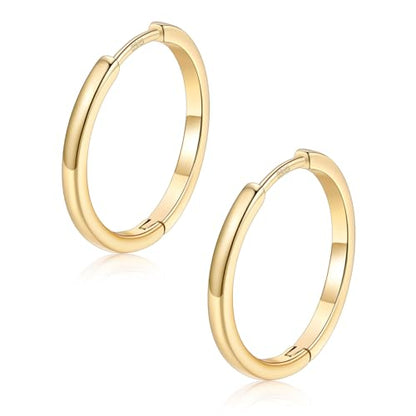 FaithHeart 925 Sterling Silver Post Huggie Hoop Earrings for Women 8-20mm | Silver/Black/Gold/Rose Gold Small Hoop Earrings, Hypoallergenic Lightweight Cartilage Huggie Earrings, Gift Box - color: Gold, size: 18mm