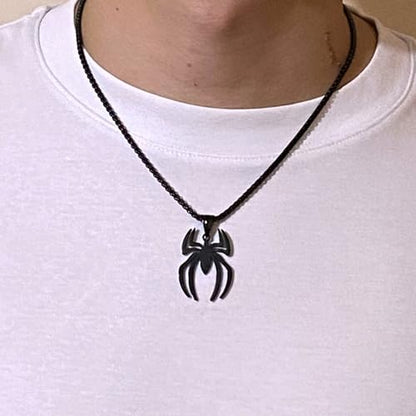 Tapp Collections Stainless Steel Superhero Pendant Necklace - color: Spiderman / Steel Chain / Black Color