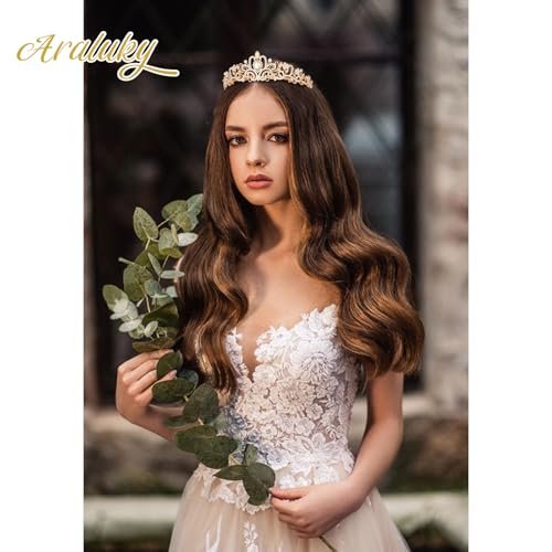 Crystal Tiara Crown Headband Princess Elegant Tiara with Combs for Women Young Ladies Bridal Wedding Prom Birthday Party, Gold - color: Gold