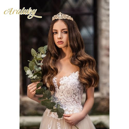 Crystal Tiara Crown Headband Princess Elegant Tiara with Combs for Women Young Ladies Bridal Wedding Prom Birthday Party, Gold - color: Gold