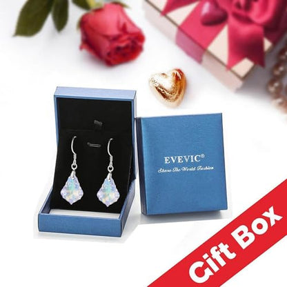 Austrian Crystal Baroque Drop Dangle Earrings for Women 925 Sterling Silver Hook Hypoallergenic Jewelry - color: Aurora Borealis