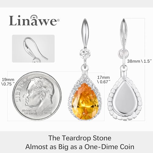 Linawe Imitation Diamond Dangle Earrings for Women Trendy, Rhinestone Drop Chandelier Earrings, Teardrop Crystal Cubic Zirconia Wedding Jewelry Set, 14K Gold/Rose Gold/Silver Tone - color: Silver,Nov