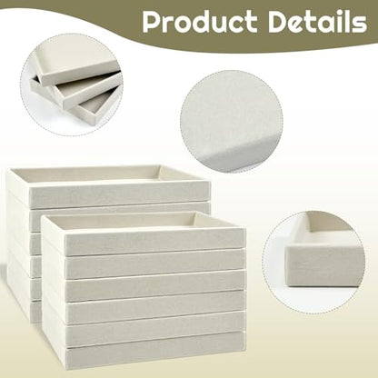 12 Pack Velvet Jewelry Trays, 8.3x5x1 Inches Premium Stackable Jewelry Drawers Organizer Inserts for Women Girls, Beige Jewelry Storage Display Trays for Necklace Earring Ring Bracelet (1 grid)