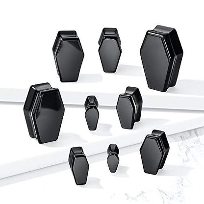 Covet Jewelry Coffin Double Flare Plugs Black Obsidian Natural Stone - style: 1" (25mm)