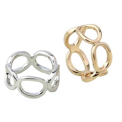 SYWDUDUCLT Scarf Ring for Women's Shawl, Silk Neckerchief, Tshirt, Gold/Sivler, S/M/L, 2 Pcs - style: 5 Round