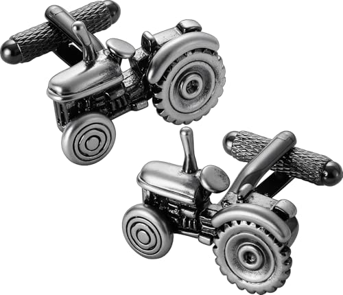 HAWSON Various Unique Cuff Links Mens, Animal/Tactical/Music/Holiday/Cufflinks, Themed Wedding Dinner Party Gift Suit Accessories - style: Tractor