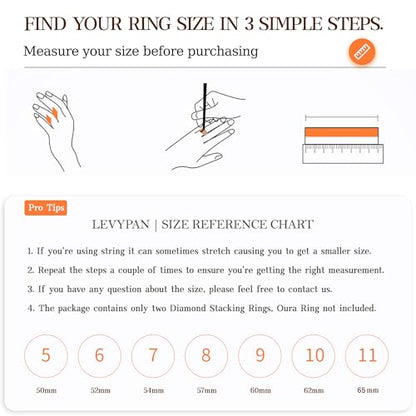2-Pack 14K Gold Plated Stacking Rings for Oura Ring Gen 5/4/3 | Cubic Zirconia，oura ring stack accessories，Diamond Rings for Women - color: Rose Gold