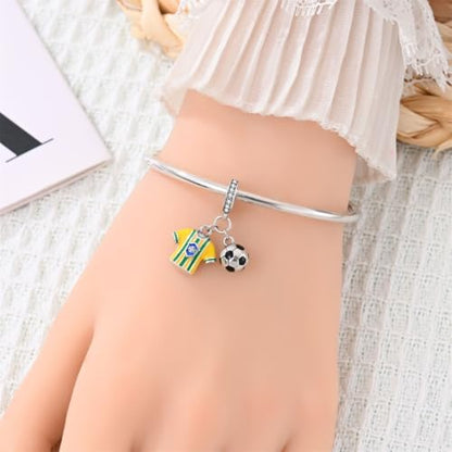 Pandach 925 Sterling Silver Charms Beads for Bracelets and Necklaces Butterfly and Headphones Pendants Clover Charms Jewelry Gift for Women - style: Soccer jerseys Charm
