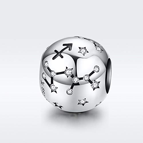 Constellation Charm 925 Sterling Silver Birthstone Bead for Pandora Charms Bracelet-Gift for Anniversary Birthday Christmas Day - color: Sagittarius (11.23-12.21)
