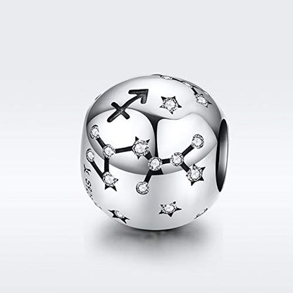 Constellation Charm 925 Sterling Silver Birthstone Bead for Pandora Charms Bracelet-Gift for Anniversary Birthday Christmas Day - color: Sagittarius (11.23-12.21)