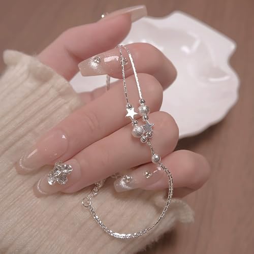 925 Sterling Silver Plated Heart Charm Bracelet for Women - Dainty Chain Love Gift Idea - style: Style4