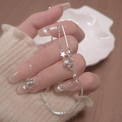 925 Sterling Silver Plated Heart Charm Bracelet for Women - Dainty Chain Love Gift Idea - style: Style4