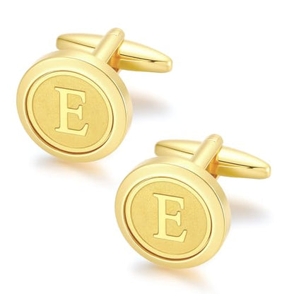 GWD Initial Cufflinks for Men Classic Cuff links Mens Letter Shirts CuffLinks Wedding Gift - color: E