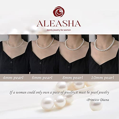 Aleasha Faux Pearl Strand 4mm-10mm 14"-22" White Pearl Necklace Choker Women Men Wedding Jewelry - color: White-10mm, size: 20inches