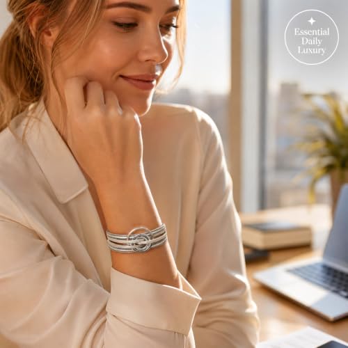 Leather Wrap Bracelets for Women Boho Layered Cuff Bracelets Bling Bohemian Jewelry - color: Boho White