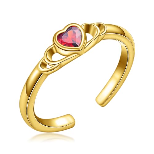Midari Toe Rings for Women 925 Sterling Silver Hypoallergenic Adjustable Open Band Ring for Women Summer Beach Open Toe Jewelry Foot Jewelry - color: Gold-Heart, size: Adjustable