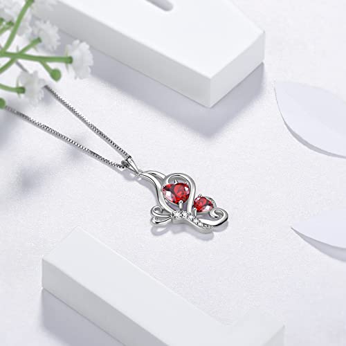 Butterfly Heart Necklace Birthstone Pendant Necklace Earrings Bracelet Women 925 Sterling Silver Animal Butterflies Birthstone Pendant Crystal Birthday Jewelry Wedding Gift - color: A.January-necklace