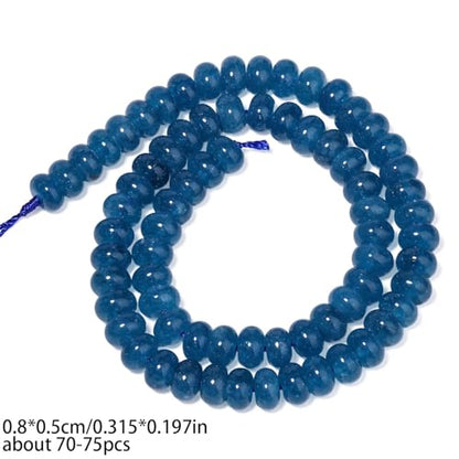 Songxi 5x8mm Natural Deep Blue Chalcedony Stone Rondelle Beads, 75PCS Spacer Round Loose Abacus Beads for Jewelry Making, Gemstone for Bracelet Necklace Earrings, Arts and Crafts - color: Deep Blue Chalcedony
