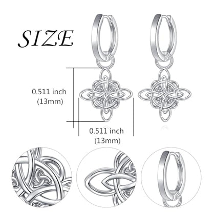 S925 Sterling Silver Celtic Knot Earrings for Women Irish Good Luck Drop Dangle Hook Earrings - style: Dangle Huggie - Witch's Knot