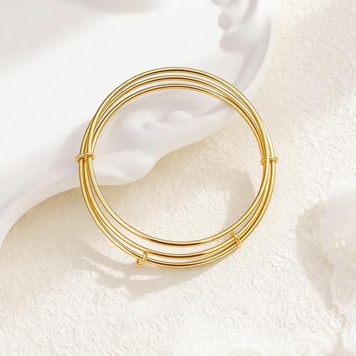 YBMYCM Gold Silver Stackable Bracelets for Women, 18K Gold Plated Two-Toned Connected Bangles Trendy Elegant Jewelry Gift - color: Gold, size: Circumference: 8inch