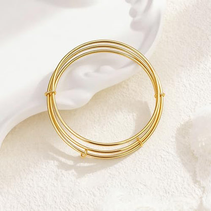 YBMYCM Gold Silver Stackable Bracelets for Women, 18K Gold Plated Two-Toned Connected Bangles Trendy Elegant Jewelry Gift - color: Gold, size: Circumference: 7.5inch