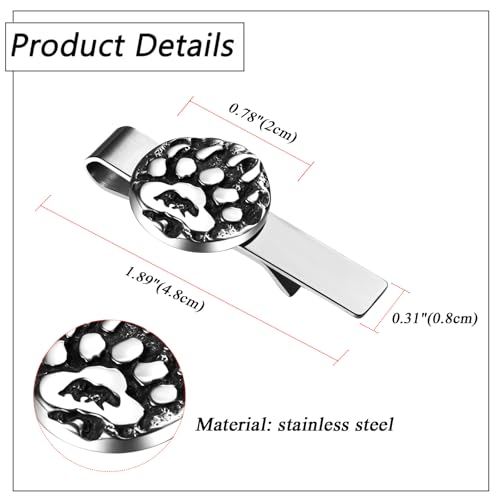 Mens Viking Cufflinks and Tie Clip: Norse Viking Tuxedo Shirt Cuff Links and Cool Tie Clip Shirt Accessories for Business Valentines Christmas Birthday - style: Bear Claw Cufflink and Tie Clip