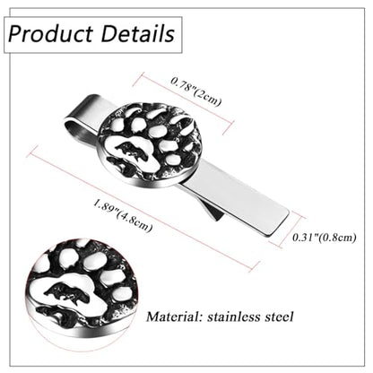 Mens Viking Cufflinks and Tie Clip: Norse Viking Tuxedo Shirt Cuff Links and Cool Tie Clip Shirt Accessories for Business Valentines Christmas Birthday - style: Bear Claw Cufflink and Tie Clip