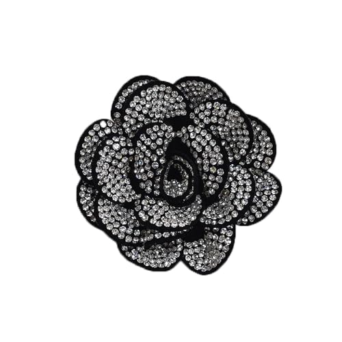 Rhinestone Rose Flower Brooch Lapel Pins for Women Her Fashion Crystal Camellia Flower Brooches Pin for Dress Accessories Jewelry Boutonniere Corsage Wedding Party Birthday Gift 70mm - color: Silver
