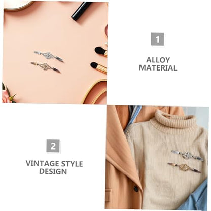 DOITOOL 2pcs Vintage Shawl Cardigan Clips Retro Dress Collar Brooch Pins for Women Silver Antique Bronze Vintage Sweater Cinch Clips for Scarves and Sweaters
