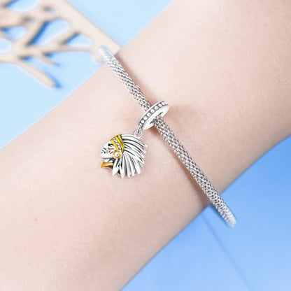 925 Sterling Silver Charms for Bracelets and Necklace Religious Cross Pendants Praying Hands, Bible, Virgin Mary, Jesus, Church Bead Jewelry - color: Native American Charms