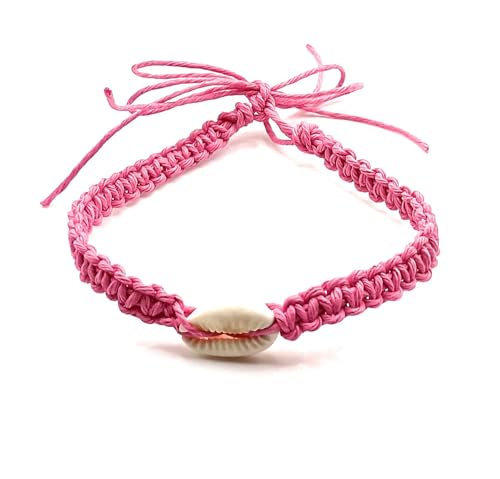 Shell Hemp Anklet - color: Light Pink