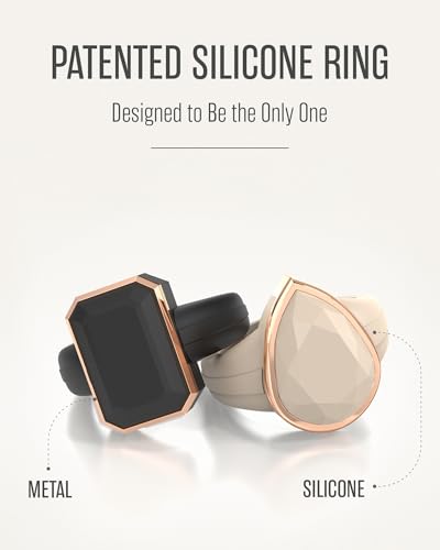 Rinfit Emerald Silicone Ring with Stainless Steel Frame - color: Pack J - Black and Nude / Metal Rose Gold