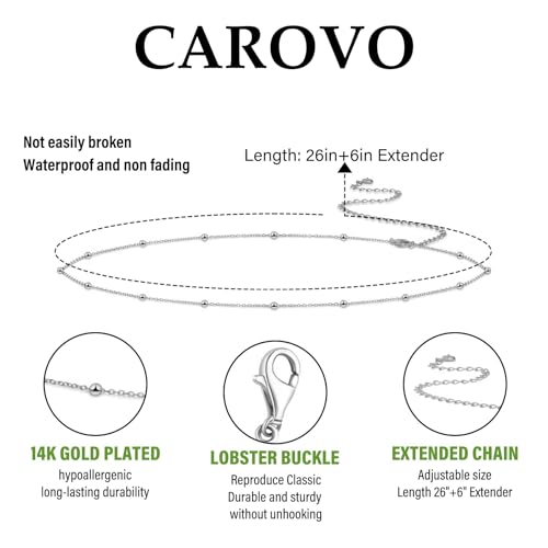 CAROVO Belly Waist Chain for Women 14K Gold Silver Plated Layered Body Chains Boho Cuban Figaro Pearl Heart Coin Satellite Bead Belly Chain Sexy Bikini Body Jewelry for Women Adjustable - style: C1:Bead SL