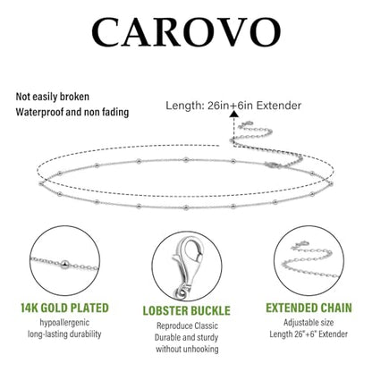 CAROVO Belly Waist Chain for Women 14K Gold Silver Plated Layered Body Chains Boho Cuban Figaro Pearl Heart Coin Satellite Bead Belly Chain Sexy Bikini Body Jewelry for Women Adjustable - style: C1:Bead SL
