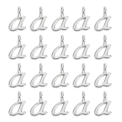 uxcell A-Z Alphabet Charm, Metal Alphabet Letter Charm Initial Charm Pendant Bead for Necklaces Bracelets Jewelry Making Craft - color: Silver A