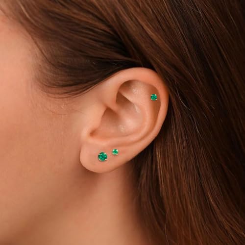 10Pcs 16G Emerald CZ Stainless Steel Lip Rings Internally Threaded Labret Lip Studs Monroe Medusa Piercing Jewelry Conch Helix Cartilage Studs Earrings 6mm 8mm 10mm - color: Gold, size: 10mm