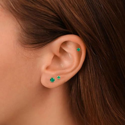 10Pcs 16G Emerald CZ Stainless Steel Lip Rings Internally Threaded Labret Lip Studs Monroe Medusa Piercing Jewelry Conch Helix Cartilage Studs Earrings 6mm 8mm 10mm - color: Gold, size: 10mm